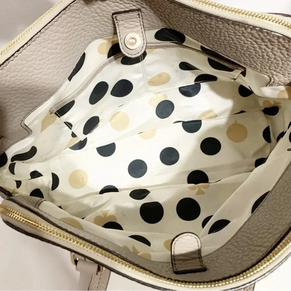 kate spade Taupe Pebbled Leather Grove Court Lainey Satchel Fully Lined Top Hand - Picture 10 of 14